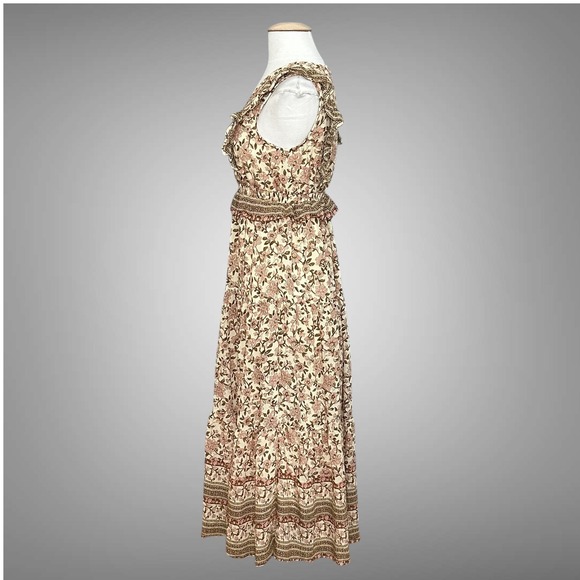 By the River Womens Dress M Ivory Punk Ditsy Floral Midi Cottagecore‎ Peasant - Picture 5 of 14